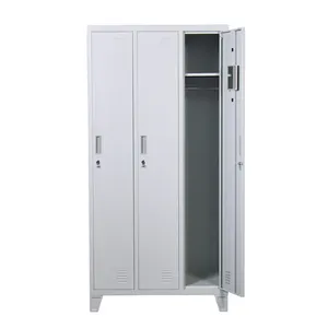 Metal Locker Style Wardrobe Gym and School Metal with 3 Doors Modern Office Furniture Filing Cabinet Mens 7 Days 0.6mm