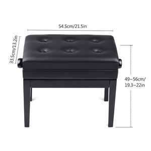Banco de <span class=keywords><strong>Piano</strong></span> Ajustable de Madera con Cojín Acolchado y Almacenamiento para Partituras, Color Negro - Product Image 6