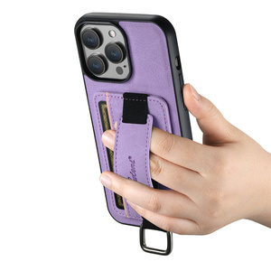 Funda de teléfono con correa de muñeca de cuero para <span class=keywords><strong>iPhone</strong></span> 15Pro Max 14 Plus 13 12 Pro <span class=keywords><strong>11</strong></span> X XS XR funda con soporte para ranura para tarjeta - Product Image 5