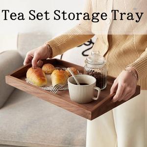 Plateau de service en bois à succès, vente en gros, grande capacité, noyer noir, poignée creuse, plateau de rangement, usage domestique, extérieur - Product Image 5