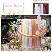 Vente en gros 180M Neylon Swiss Mesh Tulle Tissu en rouleau pour la décoration de toile de fond d'événement de cérémonie