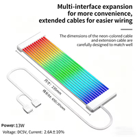 Bande lumineuse LED néon ARGB en silicone, panneau lumineux RGB synchronisé pour carte graphique, carte mère 8 broches 24 broches, accessoires de décoration pour boîtier PC gaming