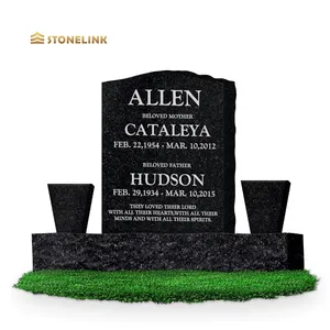 Stonelink Samistone American Style Upright Carvings Tombstone And Monument Grey Black Granite Grave Stone Headstone
