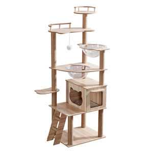 Furnitur kayu Modern untuk mainan kucing, mainan menara tempat tidur gantung hewan peliharaan, bingkai memanjat termasuk kucing menggaruk karton - Product Image 1