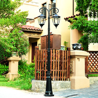 Lámpara de Jardín con Bombillas LED E27 para Exteriores, Farol Decorativo para Patio, Camino de Entrada, Poste de Aluminio, Farola LED