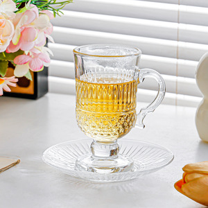 Taza de té de vidrio con asa de 101-200 ml para el té de la tarde, diseño redondo de color sólido - Product Image 4
