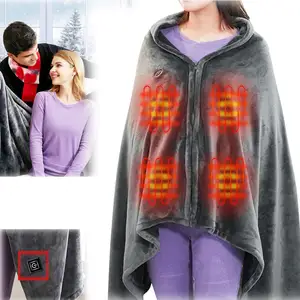 Heated Blanket Usb Wearable Cape Pads Winter Wrap Flannel 5V Heating Shawl
