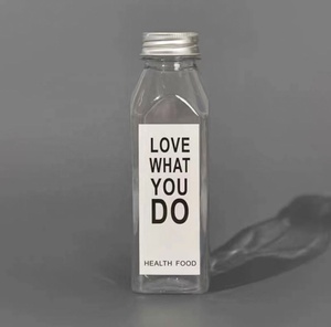 Custom Logo 12oz 16oz <b>Square</b> Empty <b>Plastic</b> Clear Juice Bottle PET <b>Square</b> Beverage Bottle for Tea Drink Juicer <b>Containers</b> - Product Image 2