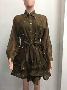 ชุดเดรสแฟชั่นสำหรับผู้หญิงสูงวัย แบบรัดเอว สายรัดตัว แต่งระบายหนัก - Product Image 4