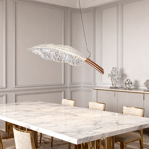 Lustre moderne à LED en plumes pour villa, grenier, duplex, escalier et hall d'hôtel, plumes en résine légères - Product Image 2