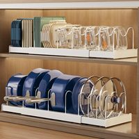 Lot de 2 organiseurs extensibles blancs de 22 pouces pour casseroles et poêles, sous-meuble, support réglable en plastique pour couvercles de contenants alimentaires