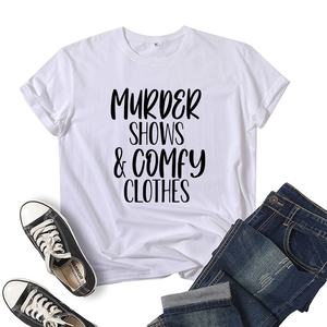 T-shirt à manches courtes imprimé transfrontalier pour hommes femmes confortable haut en jersey 100% coton conception de meurtre ample décontracté pour l'été - Product Image 6