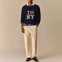 Fabricant de tricots, logo personnalisé, motif intarsia pour homme, pull col rond classique 100% coton avec une coupe légèrement décontractée