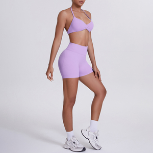 Nuovo Arrivo: Set Yoga 2 Pezzi all'Ingrosso, Leggero ed Elastico, <span class=keywords><strong>Reggiseno</strong></span> <span class=keywords><strong>Sportivo</strong></span> e Pantaloncini da Allenamento <span class=keywords><strong>Taglie</strong></span> Forti per Donne - Product Image 3