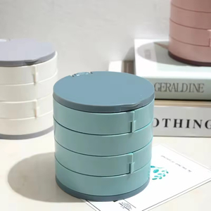 Multi-Layer Rotating Jewelry Rack Small Delicate Plastic Storage <b>Box</b> for Earrings Necklaces Bracelets <b>Makeup</b> <b>Box</b> With Lid - Product Image 5