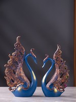 Figurine de cygne sculptée en résine, art populaire haut de gamme, pour la décoration de salon, cadeaux de déménagement