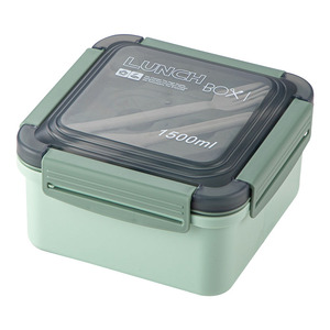 Boîte à lunch carrée en plastique de 1500 ml pour salade et légumes, avec cuillère et fourchette, vente en gros - Product Image 5