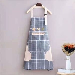 Tablier en coton PE style coréen, motif écossais, imperméable, pour la maison, la cuisine, le jardinage, le travail, le salon, le nettoyage, les salons de café, les salons de thé - Product Image 2