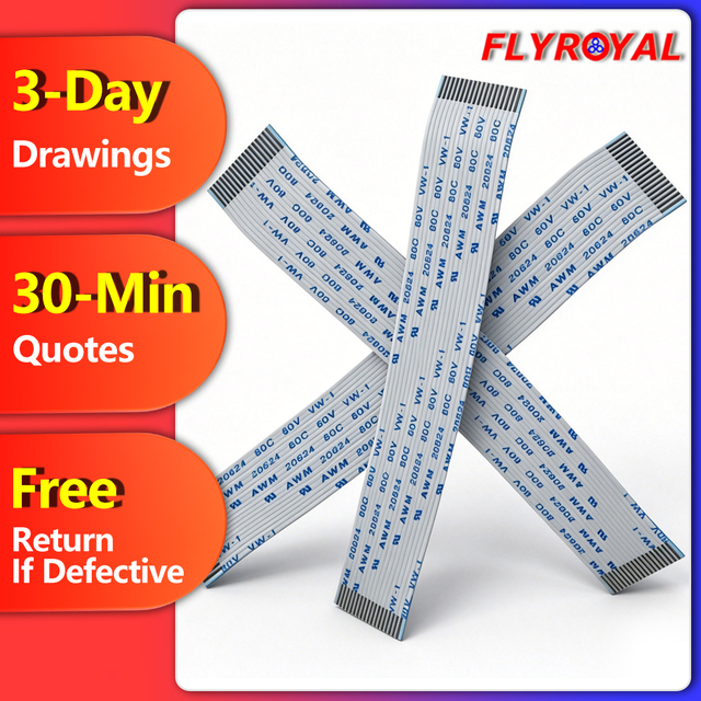 1.0/0.5 mm Pitch Custom FFC FPC Wire Harness 18 20 22 24 26 28 30 40Pin Wiring Flat Flexible Cable for Displays Printers