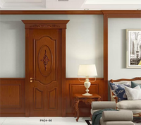 Nouvelle conception d'usine chinoise : Porte intérieure en bois massif de style traditionnel et moderne avec serrure à poussoir-tirer, surface finie, pour villa et hôtel, avec verre.