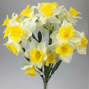 Fiori artificiali all'ingrosso della decorazione domestica di cerimonia nuziale dei fiori artificiali dei daffodils bianchi e gialli del PE - Product Image 2