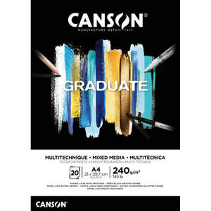 CANSON - ALBUM POUR ÉTUDIANTS POUR TECHNIQUES MIXTES A4 20 FEUILLES NOIRS - Product Image 1