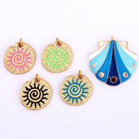 Jimat balon siput bunga Jumbo Enamel, warna berlapis emas asli 18K, liontin gelang kalung untuk perlengkapan perhiasan buatan tangan M27