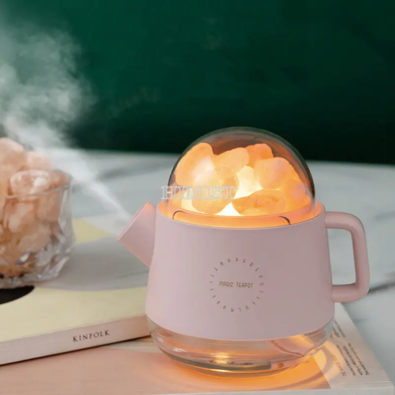 Nova bule mágica umidificador ultrassônico, cristal de pedra de sal, fragrância, aromaterapia, difusor com lâmpada quente romântica