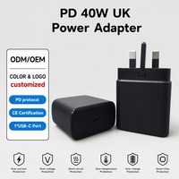 Cargador de Pared con Puerto Único Tipo C, 45W PD, Carga Rápida, Enchufe UK, Adaptador de Corriente de Alta Velocidad para Viajes