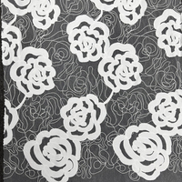 GCW-ASC100323 Tissu en dentelle de tulle brodé de ruban rose abstrait 3D blanc pour robe de mariée