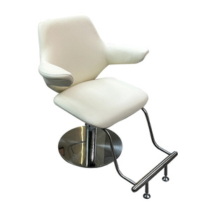Silla de Barbero de Cuero Minimalista y Moderna XDL, Silla de Salón Giratoria con Altura Ajustable y Reposapiés, Diseño Elegante y Hermoso - Product Image 1
