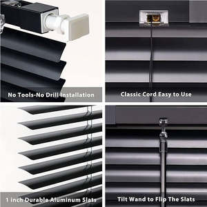 Persianas Venecianas Mini de PVC Vinilo Inalámbricas de Diseño Moderno Directo de Fábrica, Persianas Horizontales con Patrón, Persianas de Plástico Imitación Madera - Product Image 4