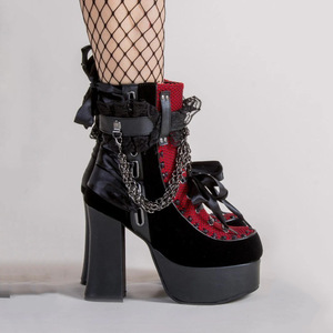 Nuovi Stivali Punk con Zip alla Caviglia e Catena, Stile Gotico, Stivali da <span class=keywords><strong>Donna</strong></span> con Plateau Alto in <span class=keywords><strong>Pelle</strong></span> - Product Image 5