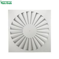 Diffuseur d'air carré pour plafond, en tôle galvanisée HVAC, avec pales réglables pour un flux d'air en spirale
