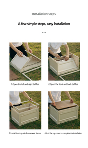 Large Capacity Foldable PP <strong>Storage</strong> Box with Wooden <strong>Lid</strong> Portable <strong>Bin</strong> for Outdoor Camping Kitchen Travel Car Trunk Food <strong>Storage</strong> - Product Image 5