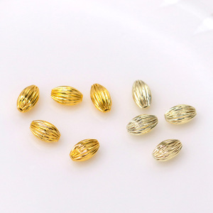 18K Gold Plated <b>Copper</b> Oval Beads For <b>Bracelet</b> Making Loose Spacer Beads - Product Image 3