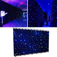 Cortina de Luces LED de Estrellas con Tela de Fondo de Cielo Estrellado y Control DMX para Decoración de Escenario, Discoteca, DJ y Bodas