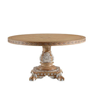Mesa de Comedor Redonda de la Serie <span class=keywords><strong>Castillo</strong></span> de <span class=keywords><strong>Windsor</strong></span>, Mesa de Comedor Grande de Madera Maciza Tallada de Estilo Europeo - Product Image 4