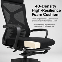 Chaise de bureau ergonomique inclinable à dossier haut en maille avec repose-pieds, inclinaison à 155 degrés, chaise de travail pivotante
