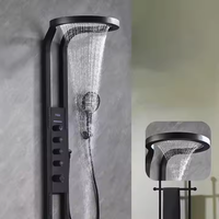 Ensemble de pommeau de douche à clé de piano multifonctions Arroseur chaud et froid Robinets thermostatiques à jet doux Système de panneaux