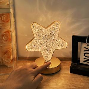 <b>Novelty</b> LED Desk <b>Lamp</b> Moon Star Rechargeable Metal Crystal Touch 3 Colors Night Light for Bedside Atmosphere Decor <b>Table</b> <b>Lamp</b> - Product Image 6
