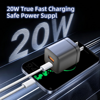 Chargeur mural 20W PD Type C en gros d'usine, adaptateur de charge rapide QC3.0 pour smartphones
