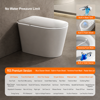 WC intelligent carré moderne avec télécommande, siphon en S/P, sans limite de pression d'eau, réservoir encastré, siège chauffant, tension personnalisable