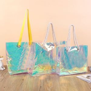 Custom Modern Folding Hologram PVC Beach <b>Tote</b> <b>Bag</b> 2024 <b>Clear</b> Laser Handbag Holographic Iridescent Shopping <b>Bags</b> - Product Image 5