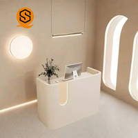 Bureau d'accueil Shinestone de style moderne en surface solide, finition polie, pour salons et espaces intérieurs en fibre de verre