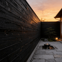 Panel Dinding Kayu Bakar Shou Sugi Ban Premium, Papan Fir Karbonisasi Hitam Modern, Panel Dinding Kayu Bakar Dekoratif