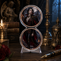 Ensemble de deux pièces de monnaie en cuivre pur de 1 oz, médaille double face 2D Château Gothique Vampire Chauve-souris pour collection de fantasy sombre et cadeau d'Halloween
