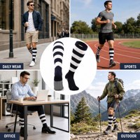Chaussettes montantes rayées pour hommes, en tricot doux, pour le quotidien, le bureau, le sport, vente en gros, personnalisation OEM couleur et logo pour vêtements masculins