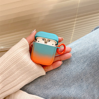 Pour Airpods 1 2 3 Pro Coque souple givrée antichoc avec porte-clés dégradé de couleur TPU étui de protection pour écouteurs