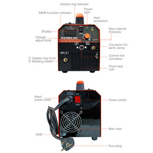 Máquina de Soldadura Portátil MMA/MIG de Alta Potencia 220V con Protección de Gas CO2, 250A IGBT AC, Soldadura Secundaria sin Aire - Product Image 2